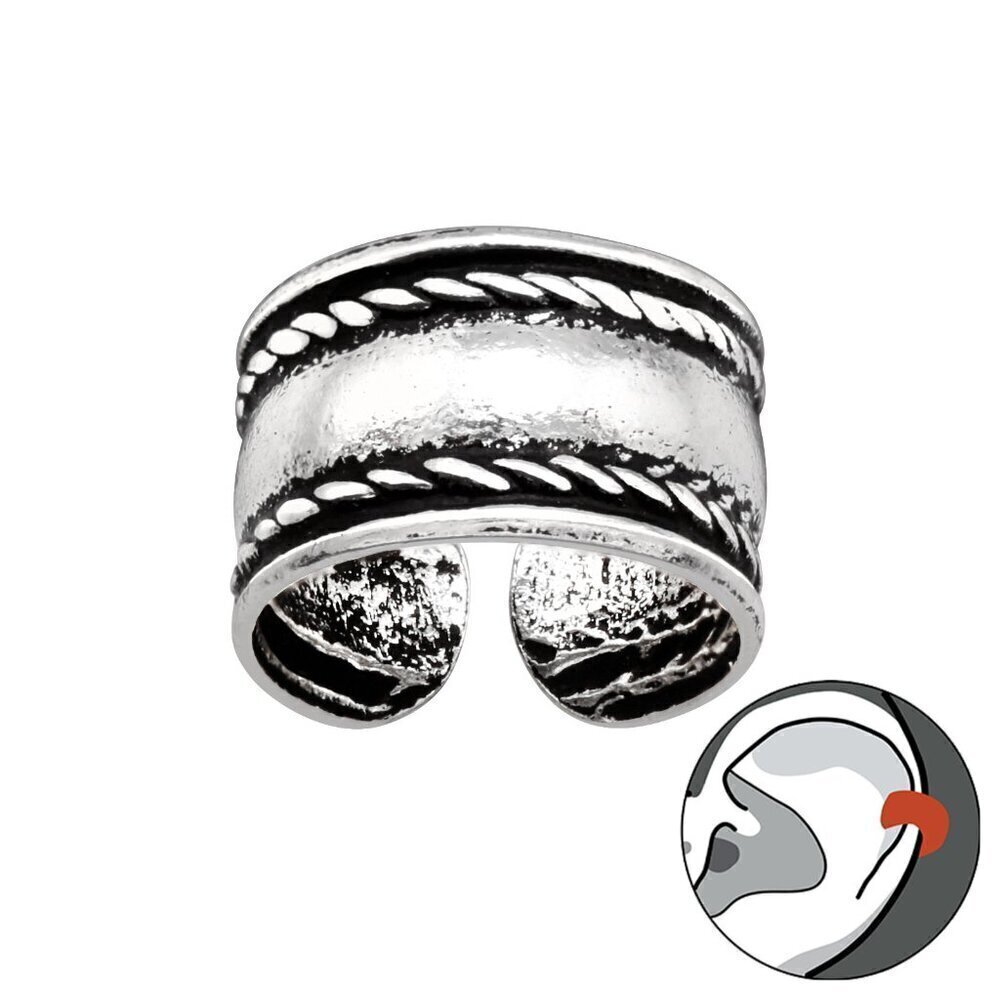Sterling Silver Rope-Edge Ear Cuff – Vintage-Inspired No Piercing Design​